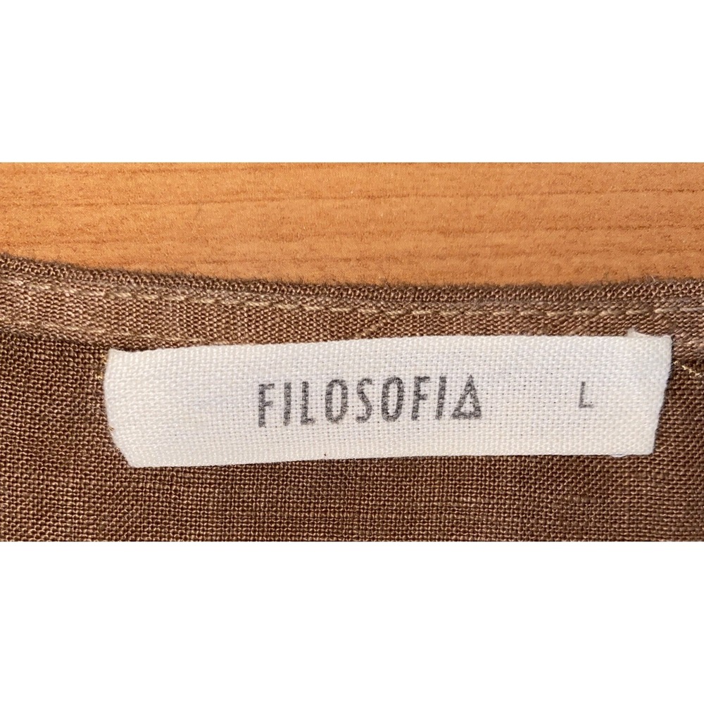 Filosofia 100% Linen Brown Top - Picture 8 of 12